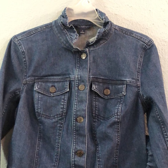 Talbots Blue Jean Jacket with Ruffle Hem - Picture 2 of 10